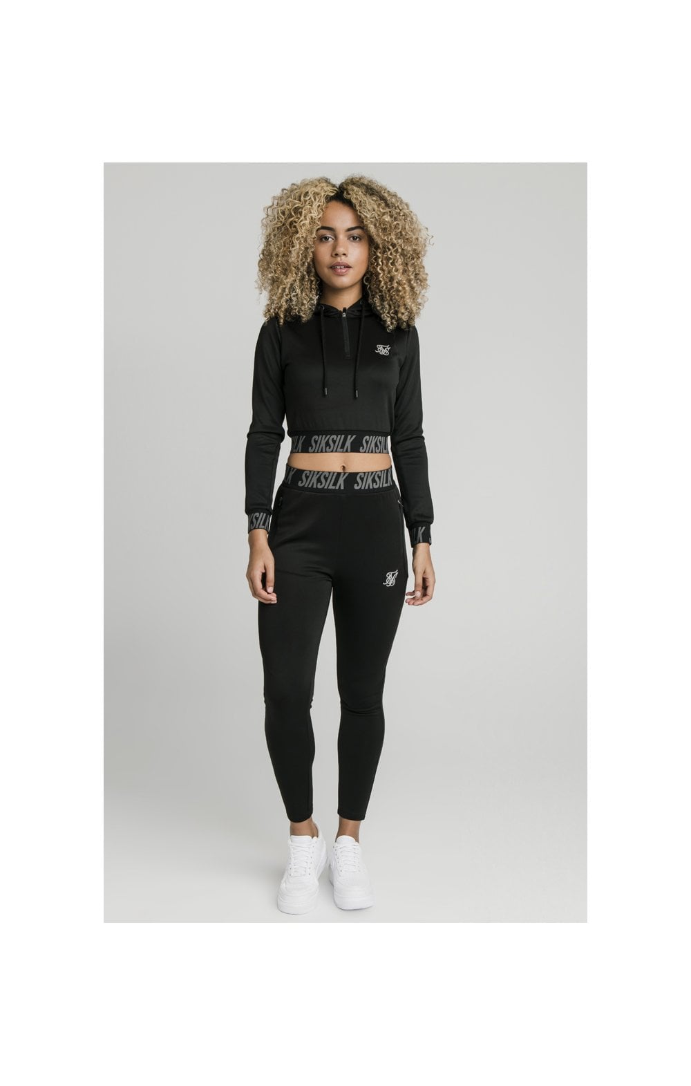 SikSilk Cropped Gym Track Top - Black (3)