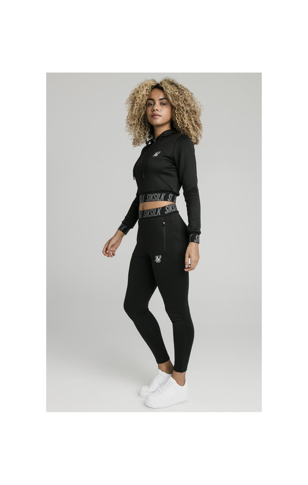 SikSilk Cropped Gym Track Top - Black (4)