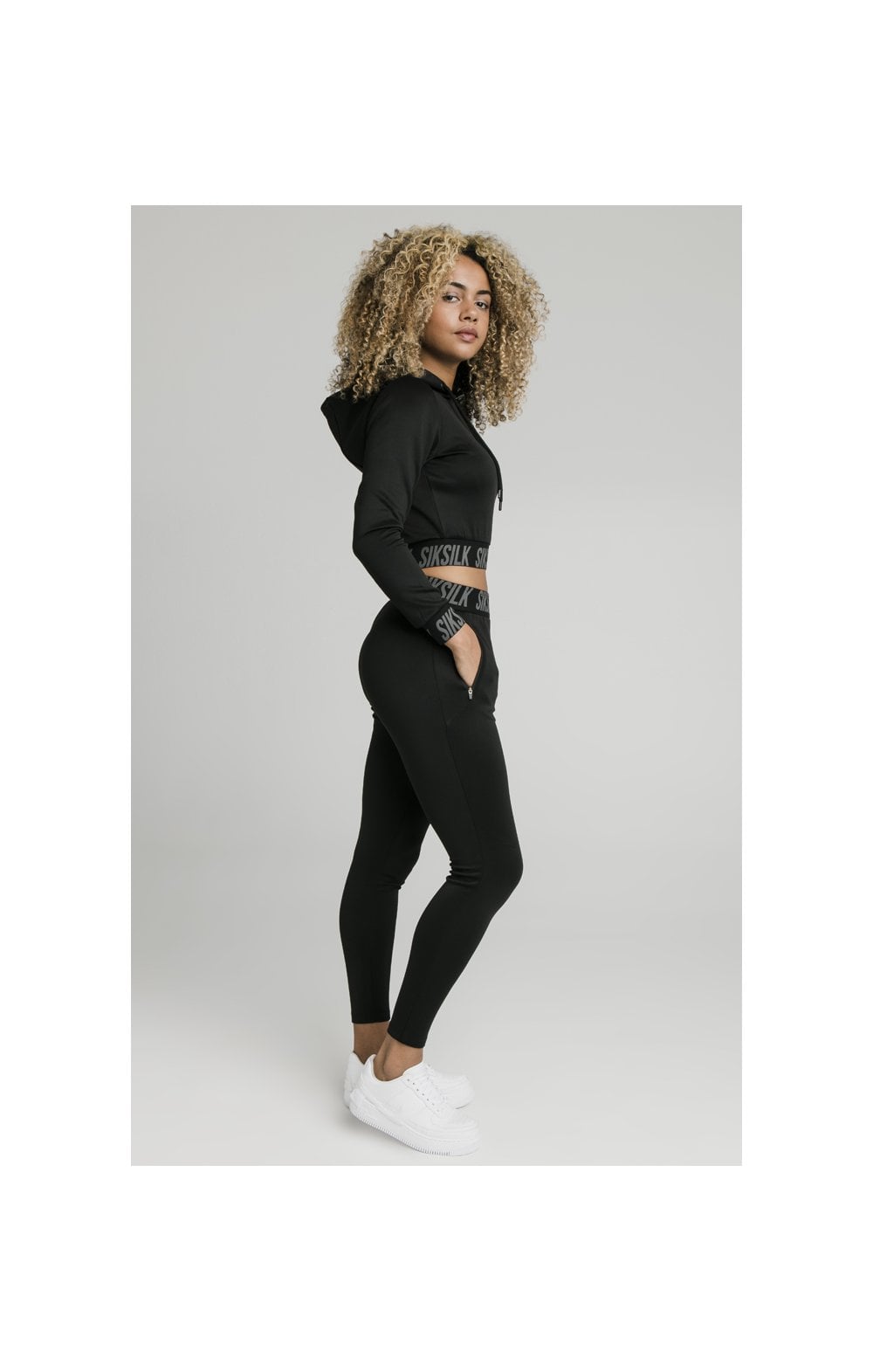 SikSilk Cropped Gym Track Top - Black (5)