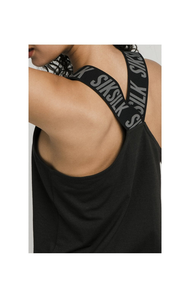 SikSilk Tape Strap Gym Tee - Black (1)