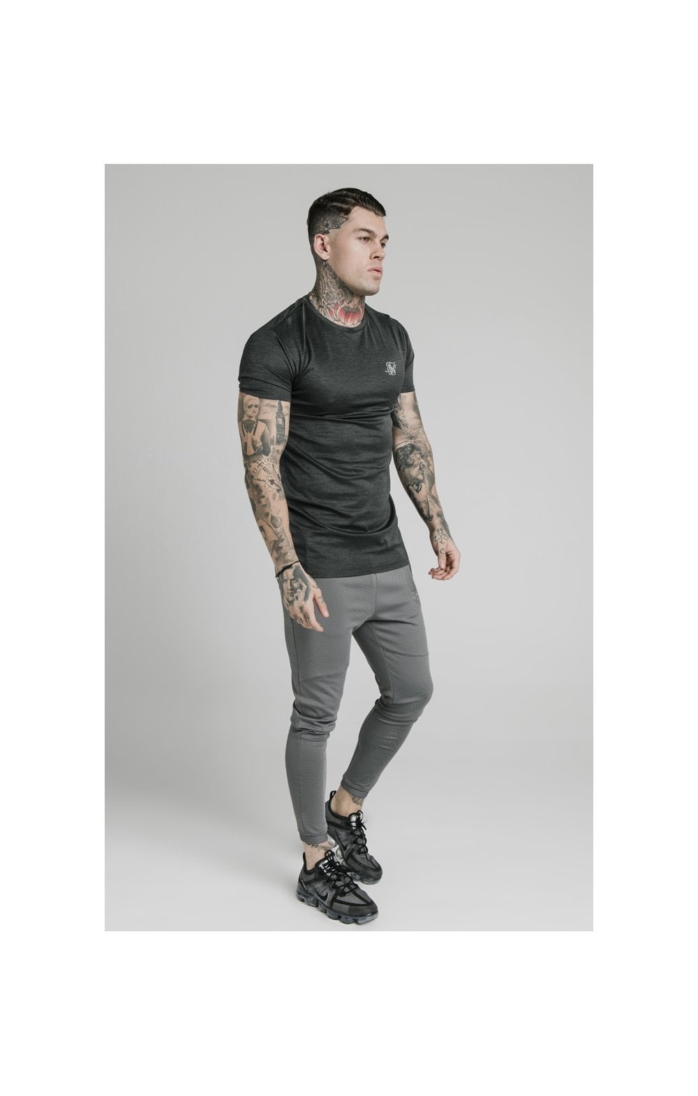 Load image into Gallery viewer, SikSilk Active Straight Hem Gym Tee - Charcoal Marl (4)