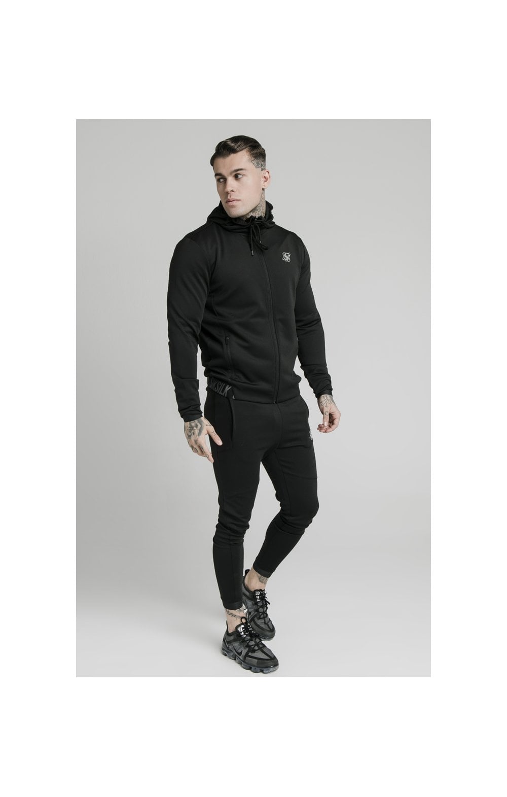Load image into Gallery viewer, SikSilk Agility Active Zip Through Hoodie - Black (4)