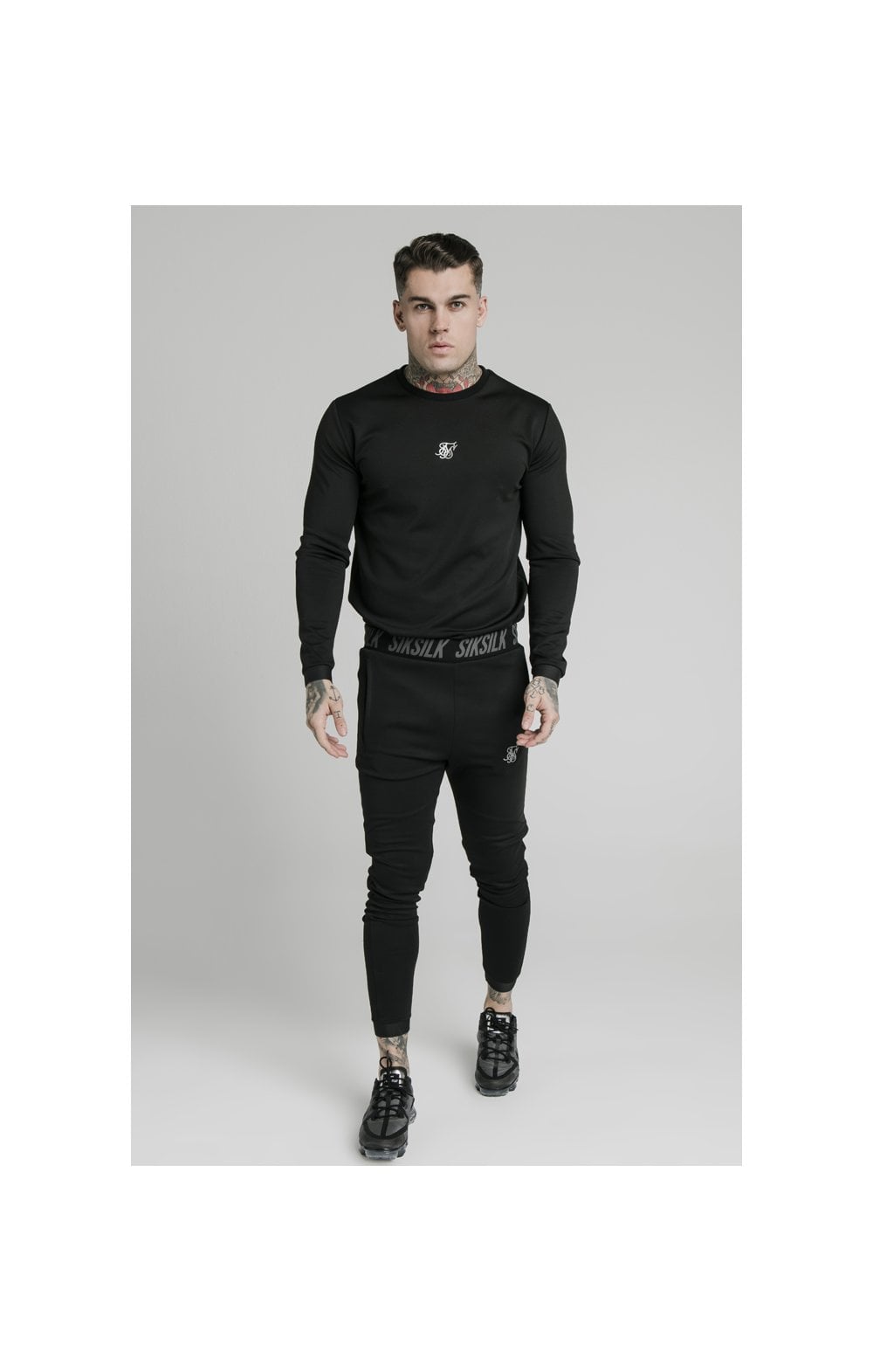 Load image into Gallery viewer, SikSilk L/S Active Crew Sweat - Black (4)