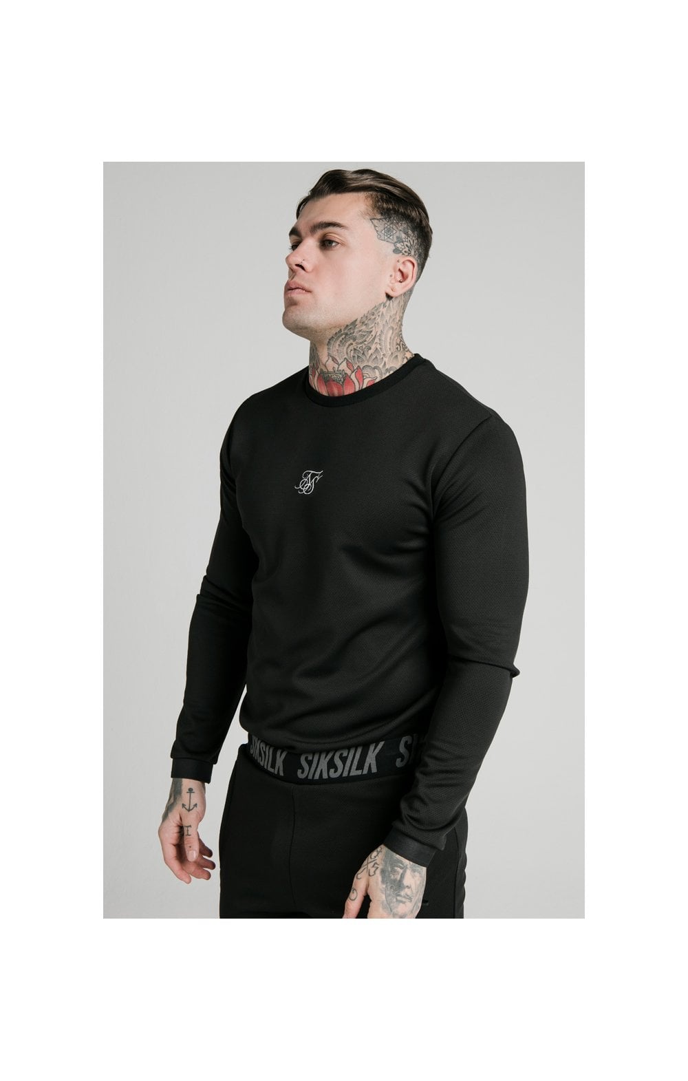 Load image into Gallery viewer, SikSilk L/S Active Crew Sweat - Black