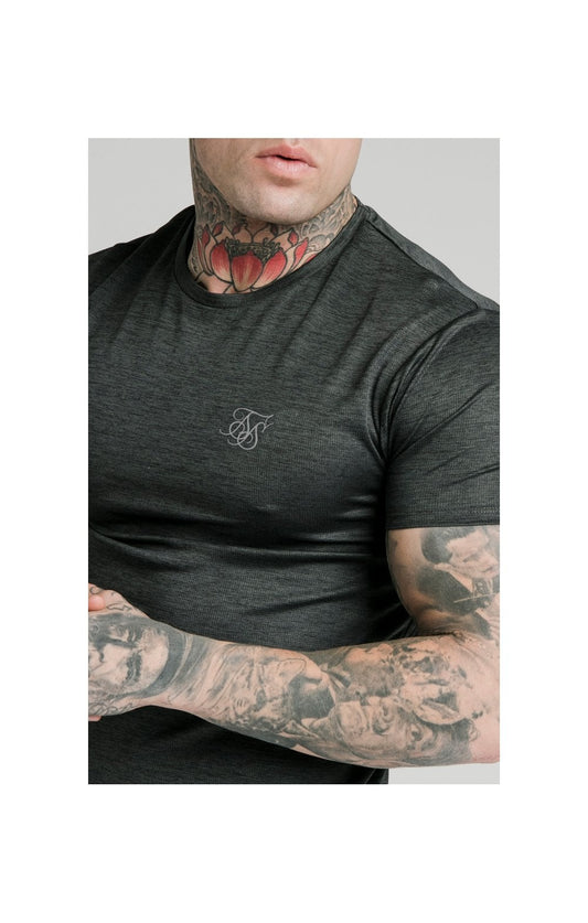 SikSilk Active Straight Hem Gym Tee - Charcoal Marl