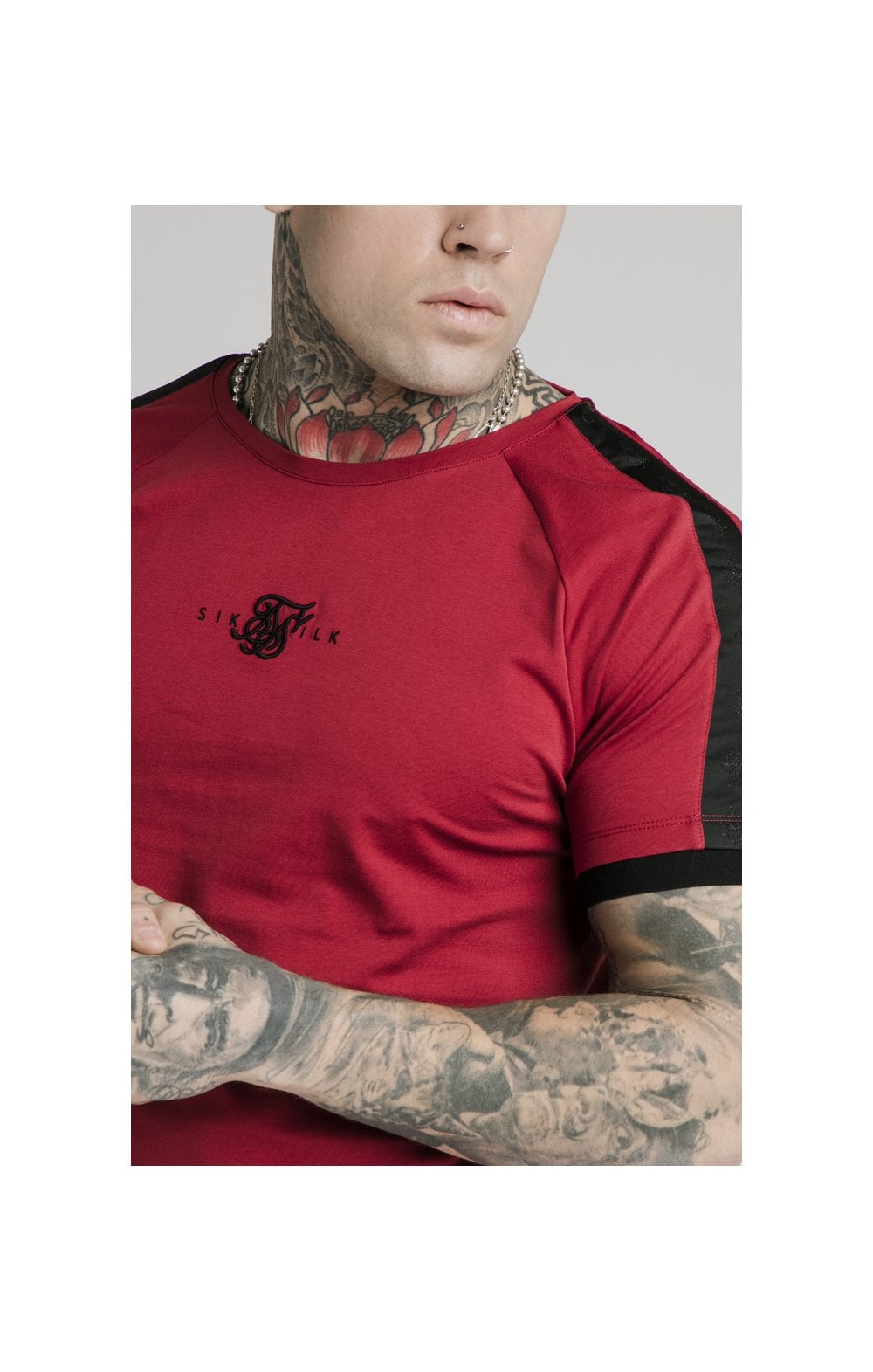 SikSilk S/S Raglan Tape Gym Tee - Red (1)