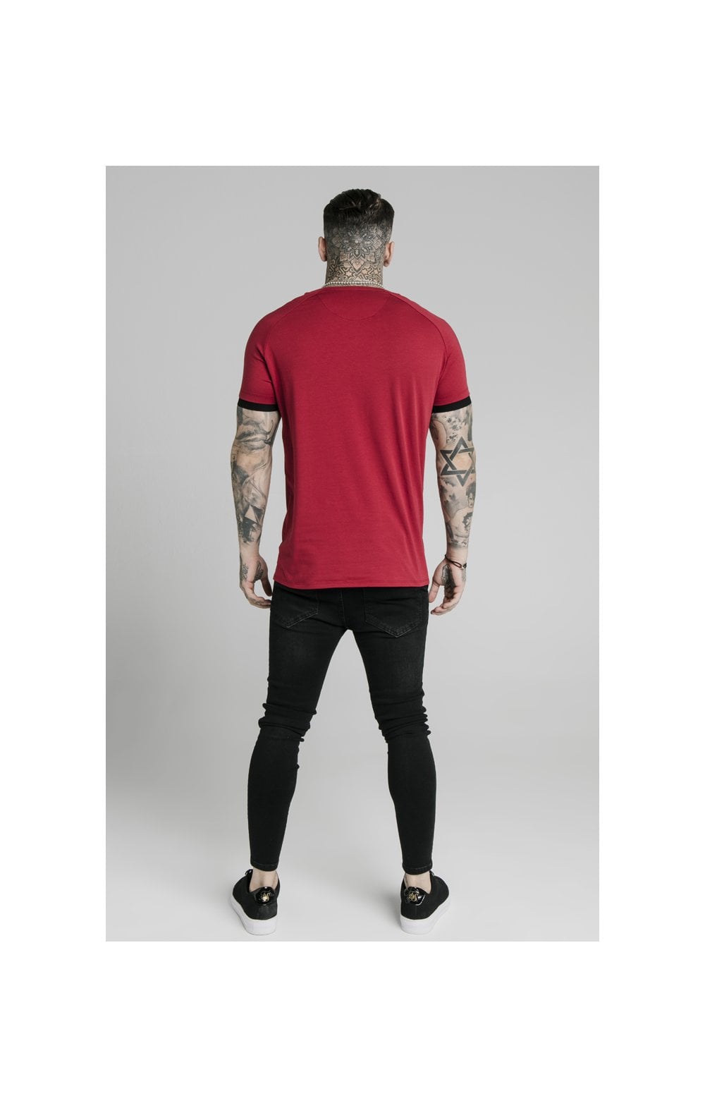 SikSilk S/S Raglan Tape Gym Tee - Red (4)