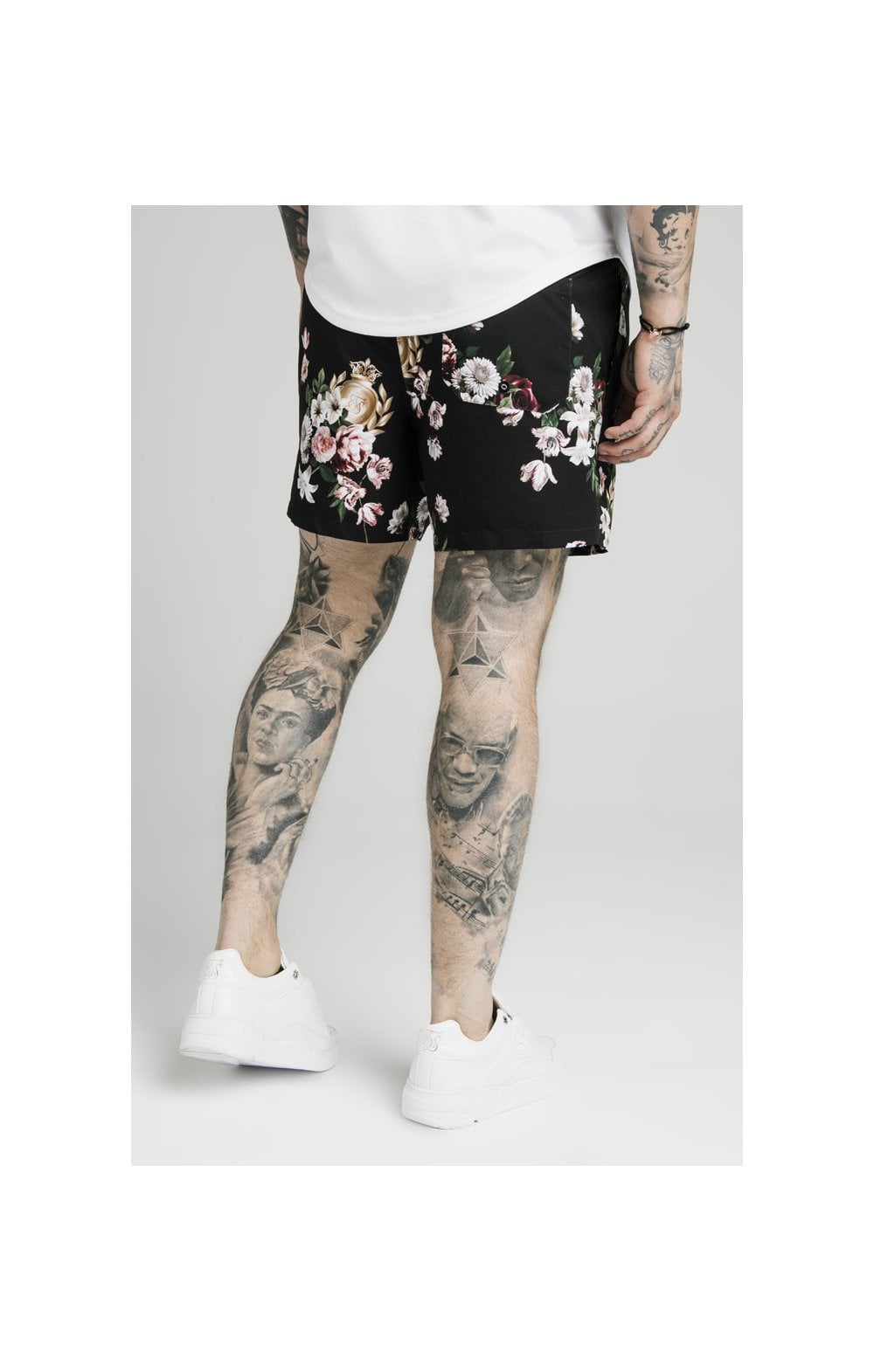 SikSilk Floral Swim Shorts – Black (1)