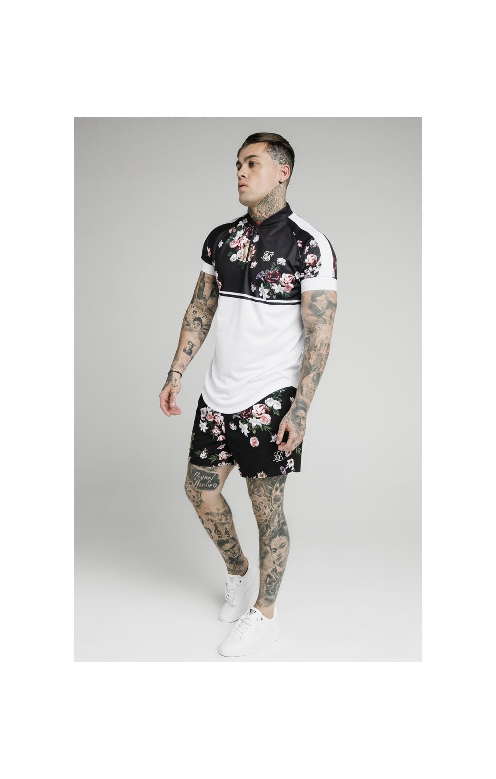 SikSilk Floral Swim Shorts – Black (2)