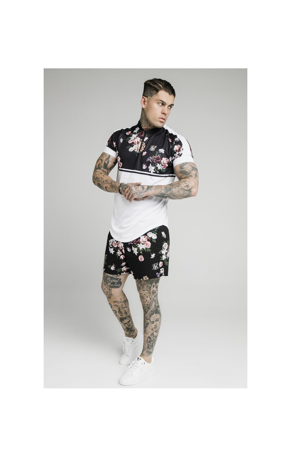 SikSilk Floral Swim Shorts – Black (3)