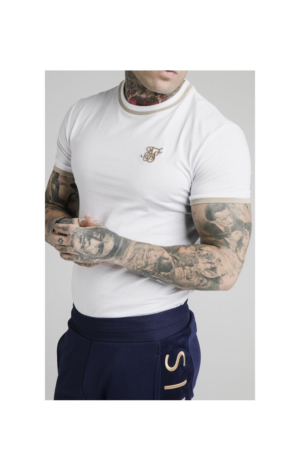 White Ribbed Muscle Fit T-Shirt (1)