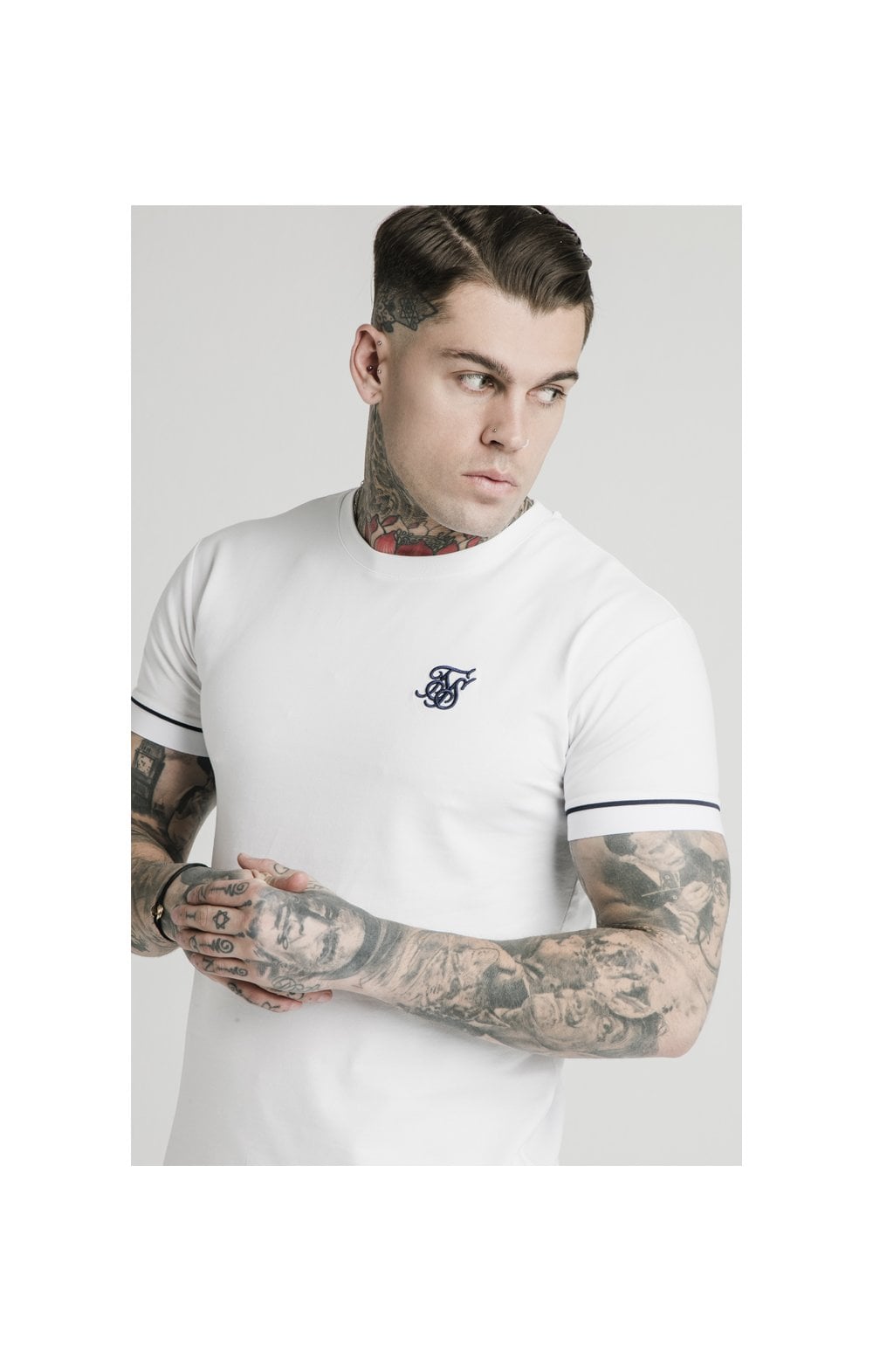 Load image into Gallery viewer, SikSilk S/S High Collar Tee - White (1)