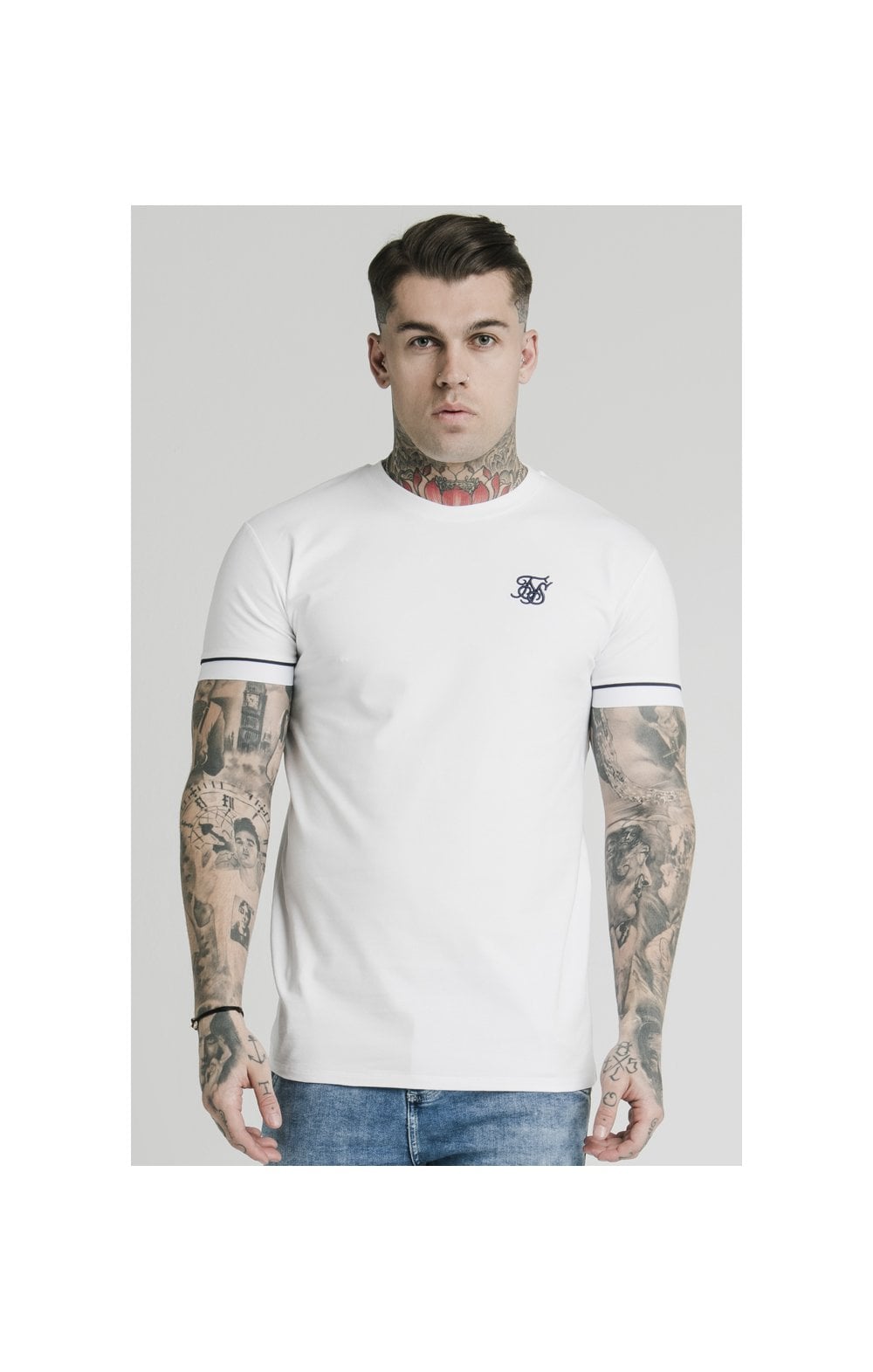 Load image into Gallery viewer, SikSilk S/S High Collar Tee - White (2)