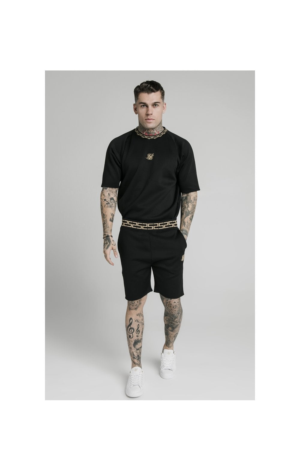 SikSilk Chain Rib Relaxed Shorts - Black (1)