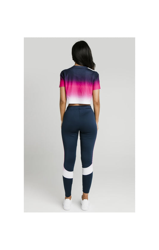 SikSilk Fade Tape Crop Tee - Navy,Pink & White
