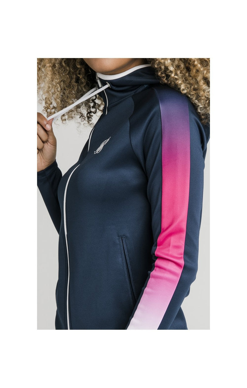 SikSilk Athlete Fade Stripe Zip Through Hoodie - Navy (1)