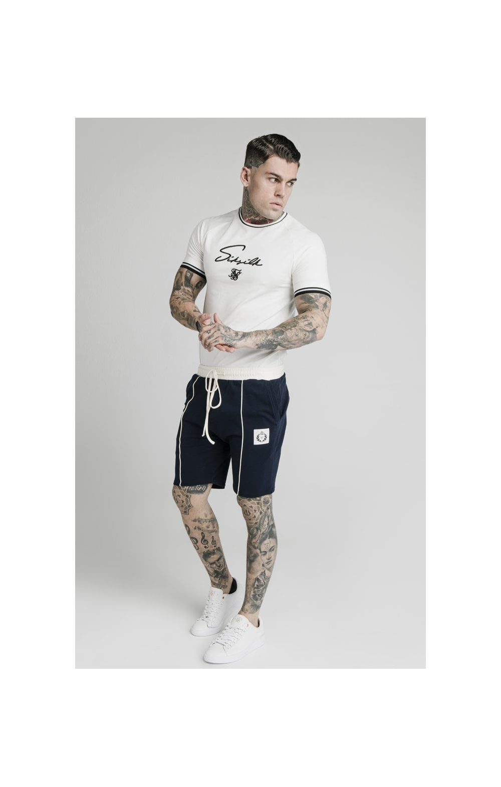 SikSilk Signature Piped Tech Tee - Off White (2)
