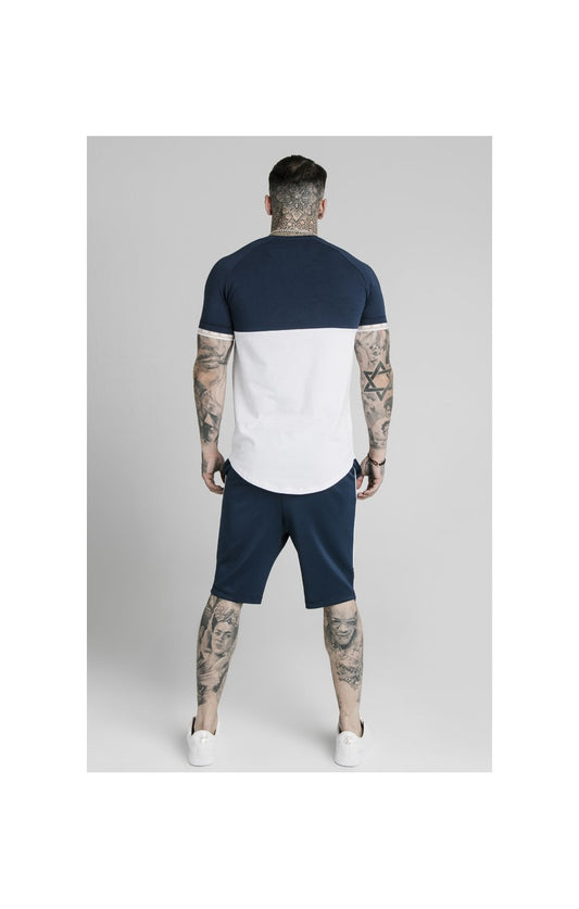 SikSilk S/S Cut & Sew Tech Tee - Navy & White