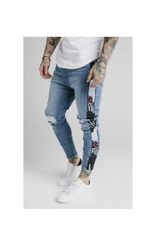 SikSilk Drop Crotch Side Panel Jeans - Midstone