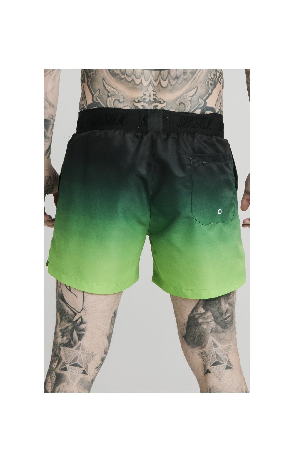 SikSilk Tape Fade Swim Shorts - Black & Fluro (4)