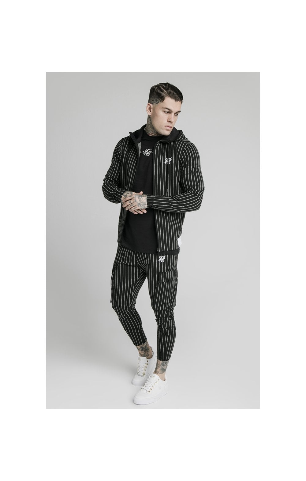 Siksilk pinstripe best sale logo joggers