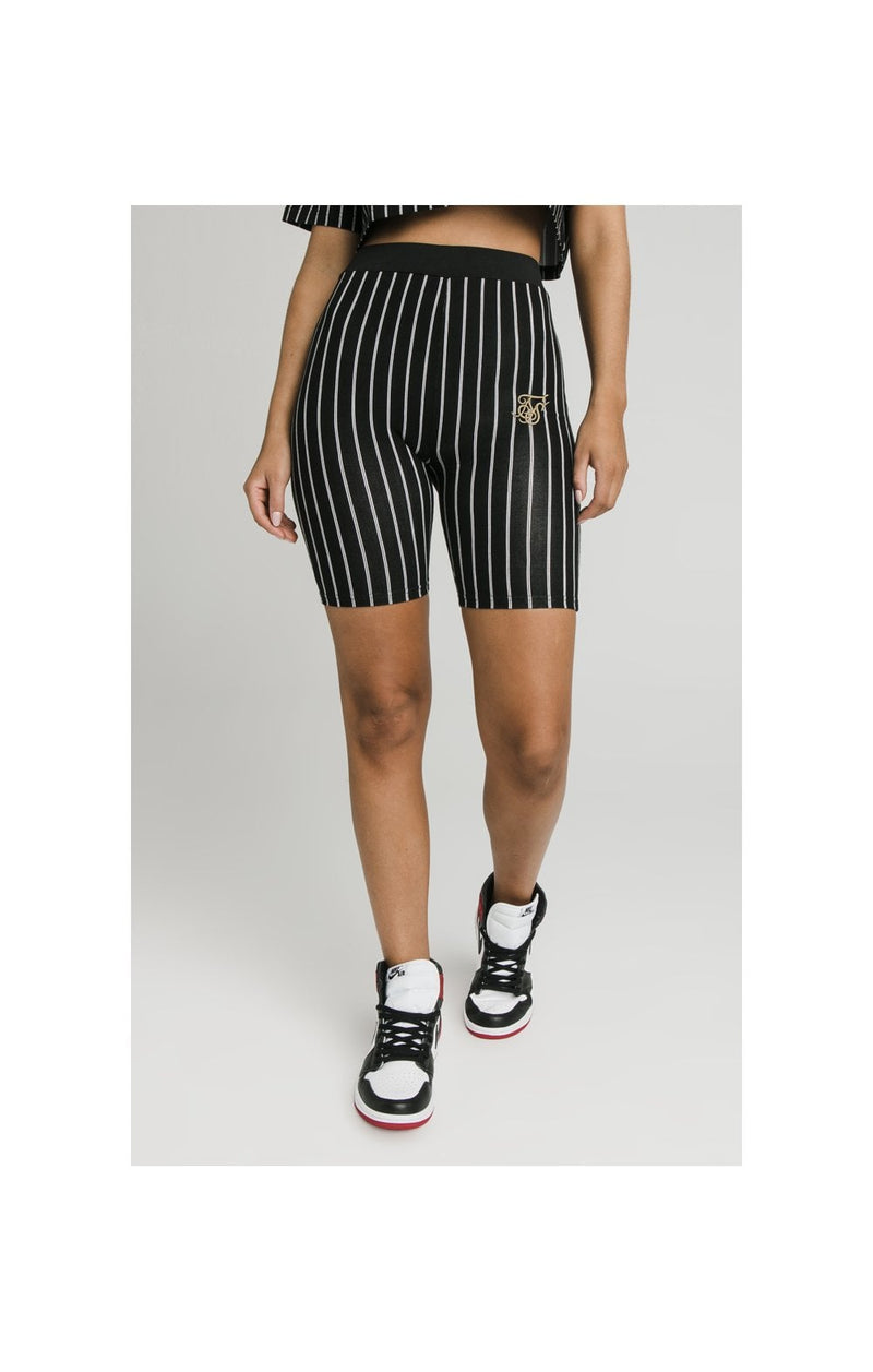 SikSilk Baseball Stripe Cycle Shorts - Black