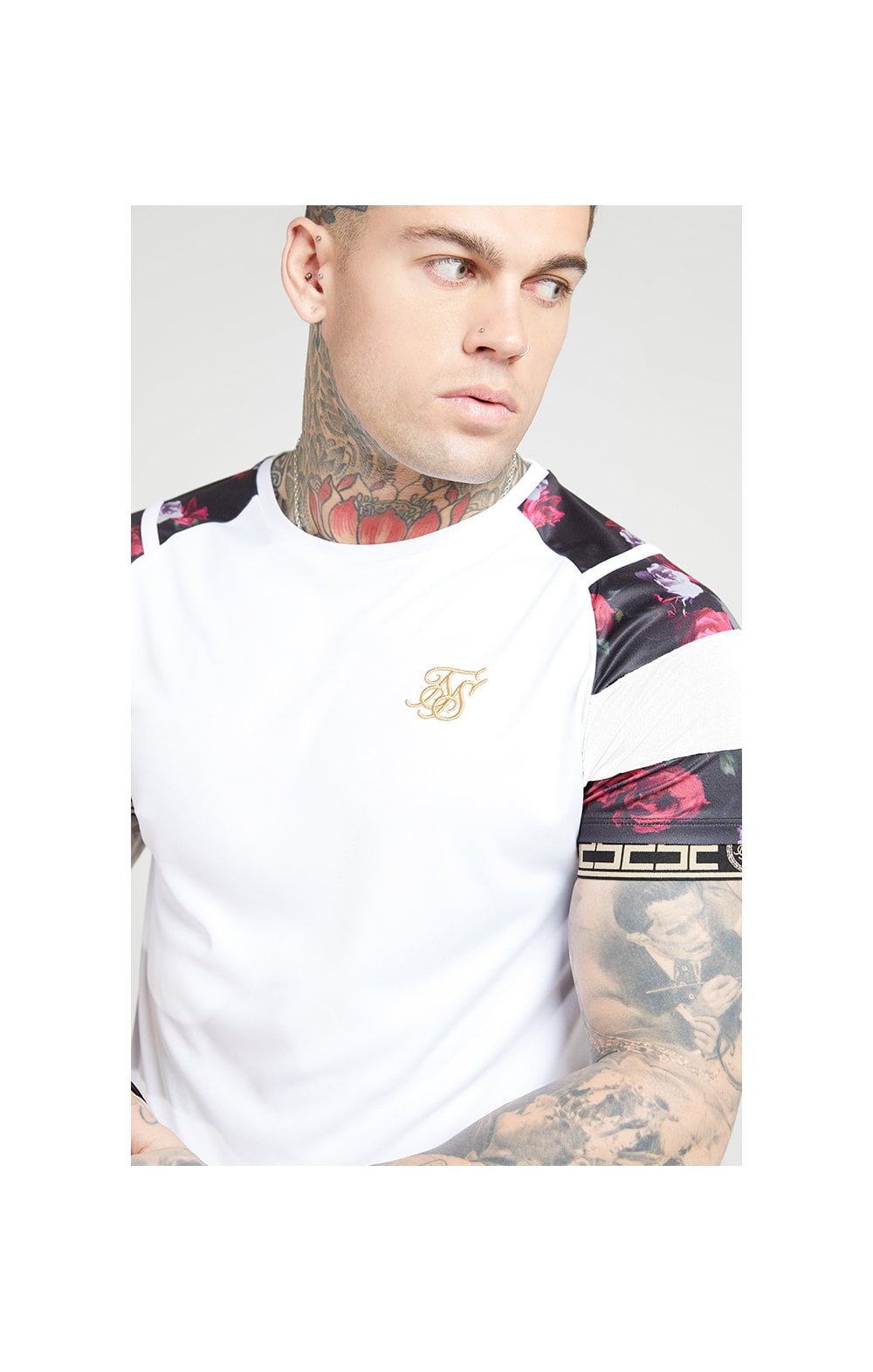 SikSilk S/S Raglan Sprint Tape Tee - White & Oil Paint