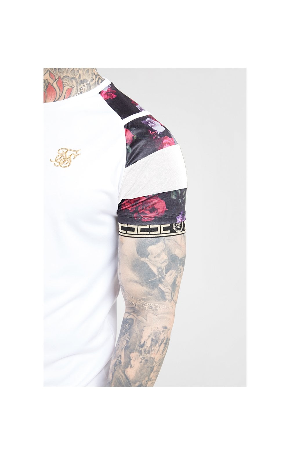 SikSilk S/S Raglan Sprint Tape Tee - White & Oil Paint (4)