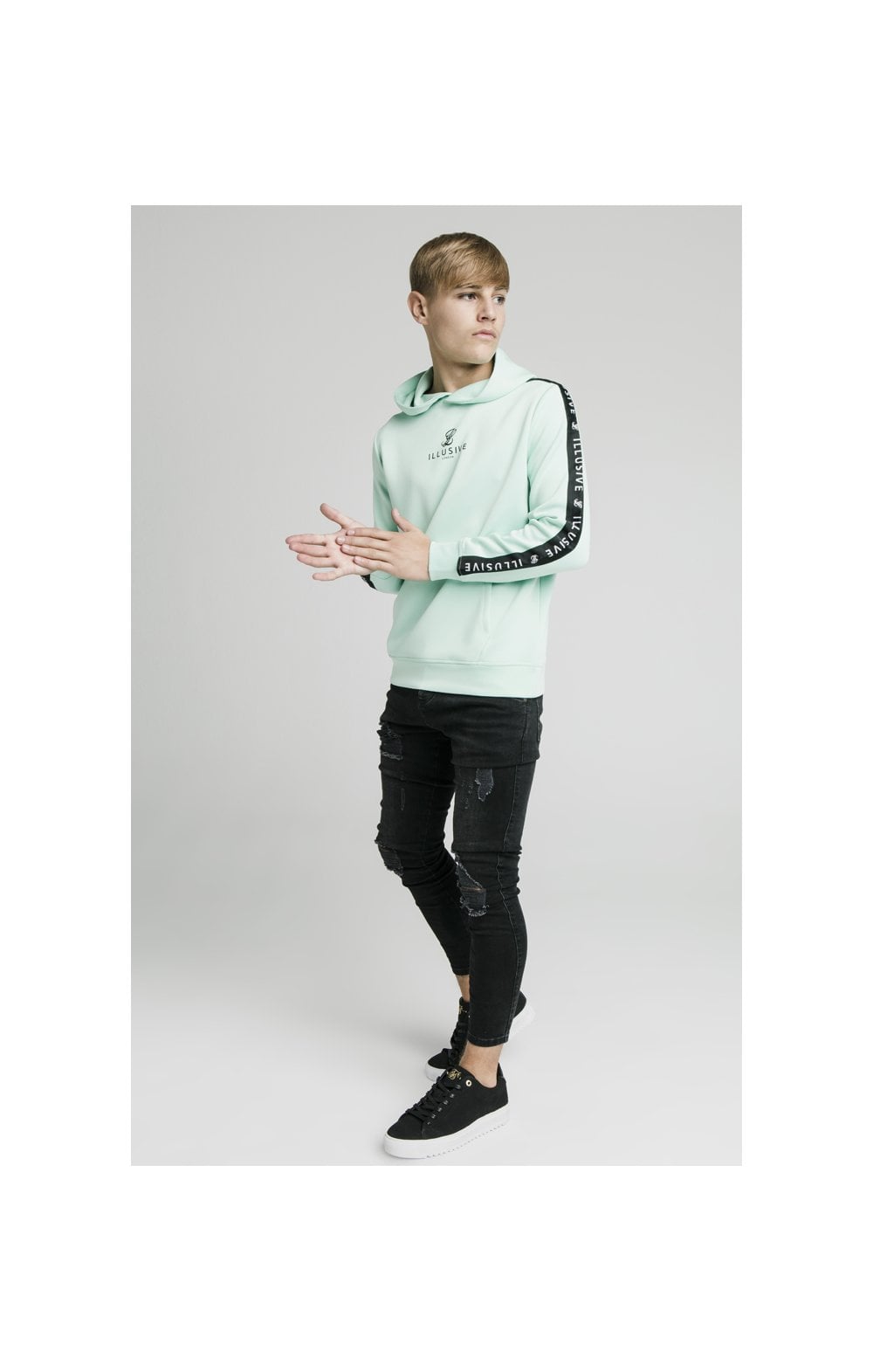 Load image into Gallery viewer, Illusive London Tape Overhead Hoodie - Mint (4)