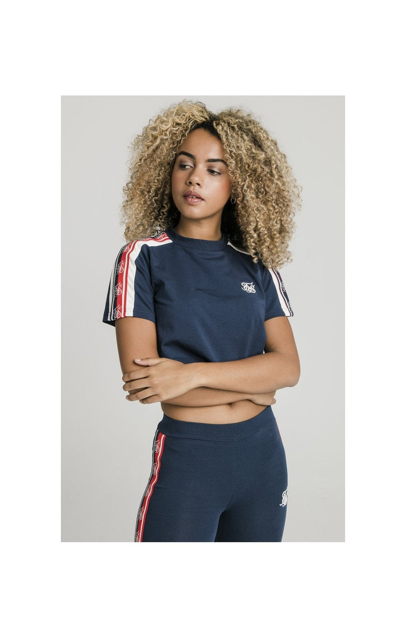 SikSilk Classic Tape Crop Tee - Navy