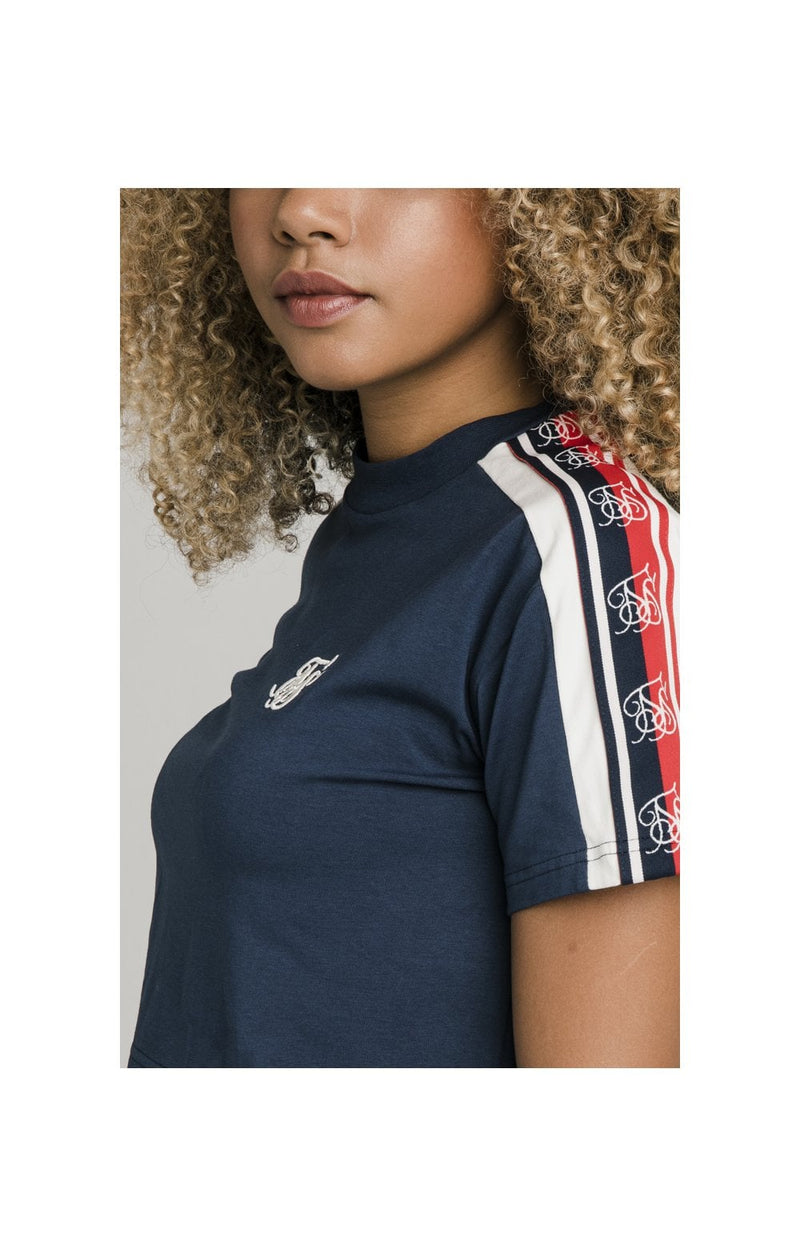 SikSilk Classic Tape Crop Tee - Navy (1)