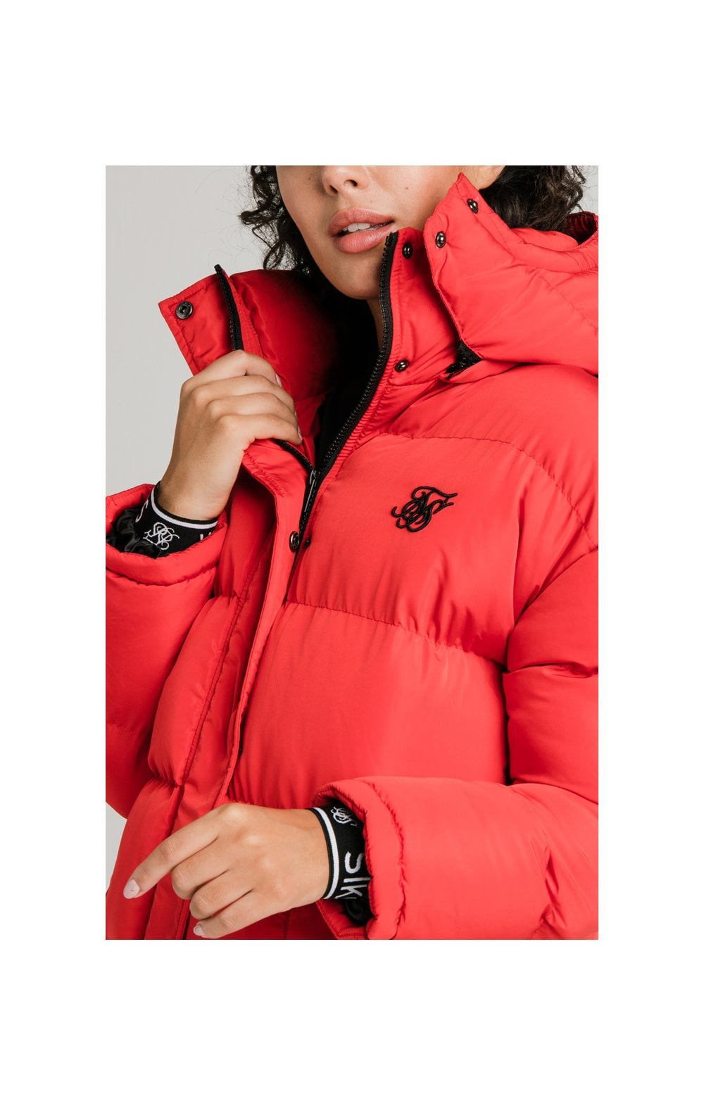 SikSilk Longline Padded Jacket - Red (1)