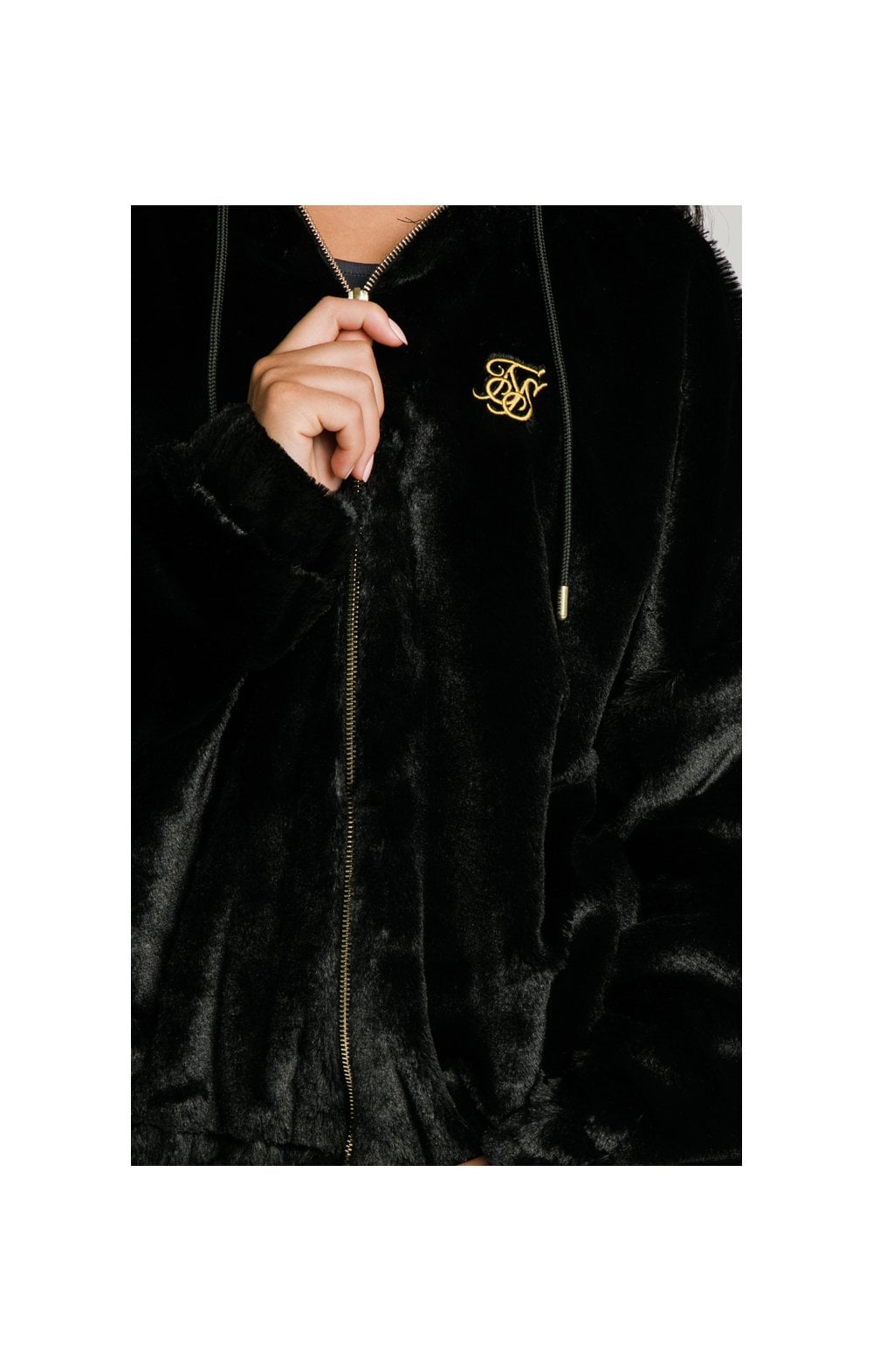 SikSilk Luxury Faux Fur Jacket - Black (1)