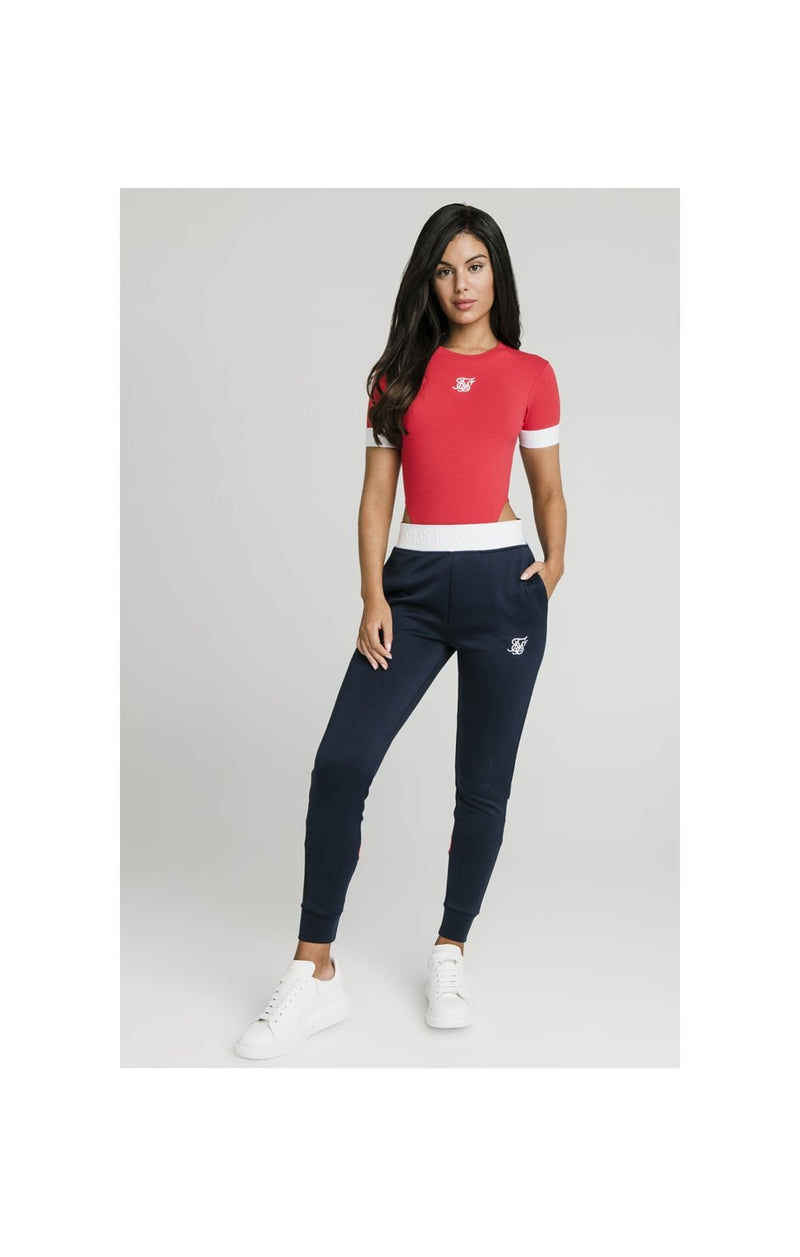 SikSilk Retro Sport Taped Joggers - Navy (1)