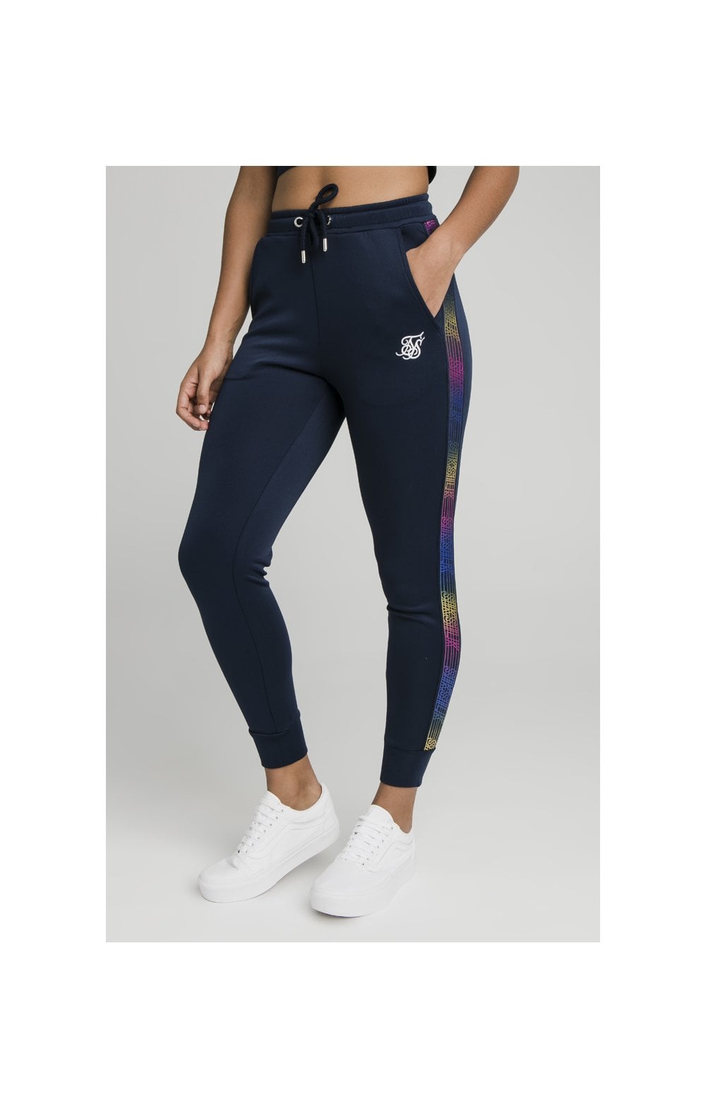 SikSilk Rainbow Runner Track Pants - Navy