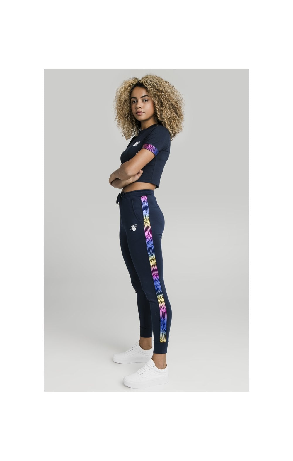 SikSilk Rainbow Runner Track Pants - Navy (6)