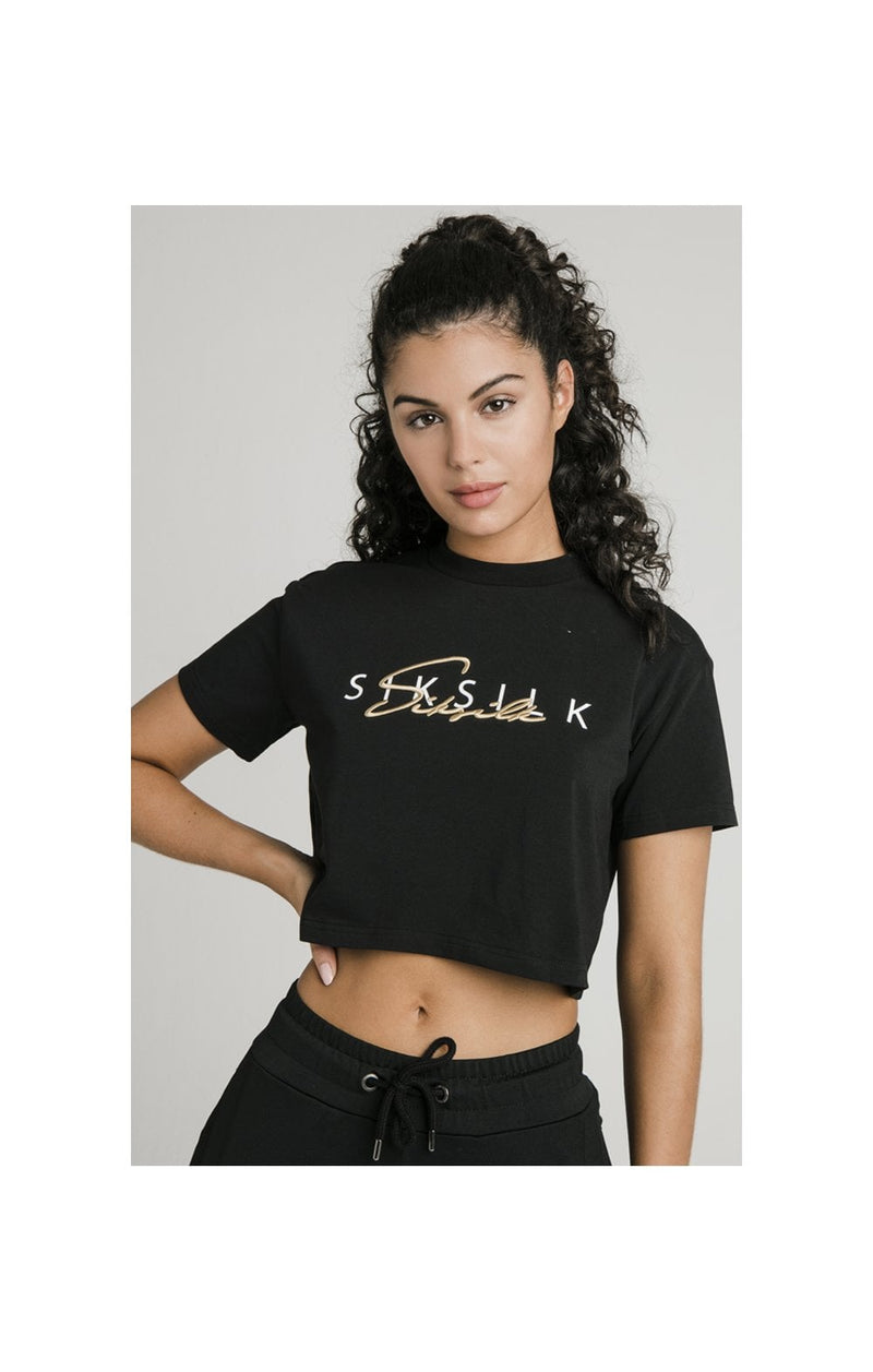 SikSilk Colour Signature Crop Tee - Black