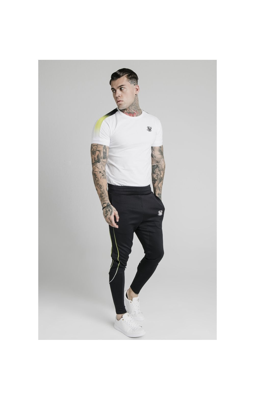 Load image into Gallery viewer, SikSilk S/S Fade Panel Tech Tee - White (3)