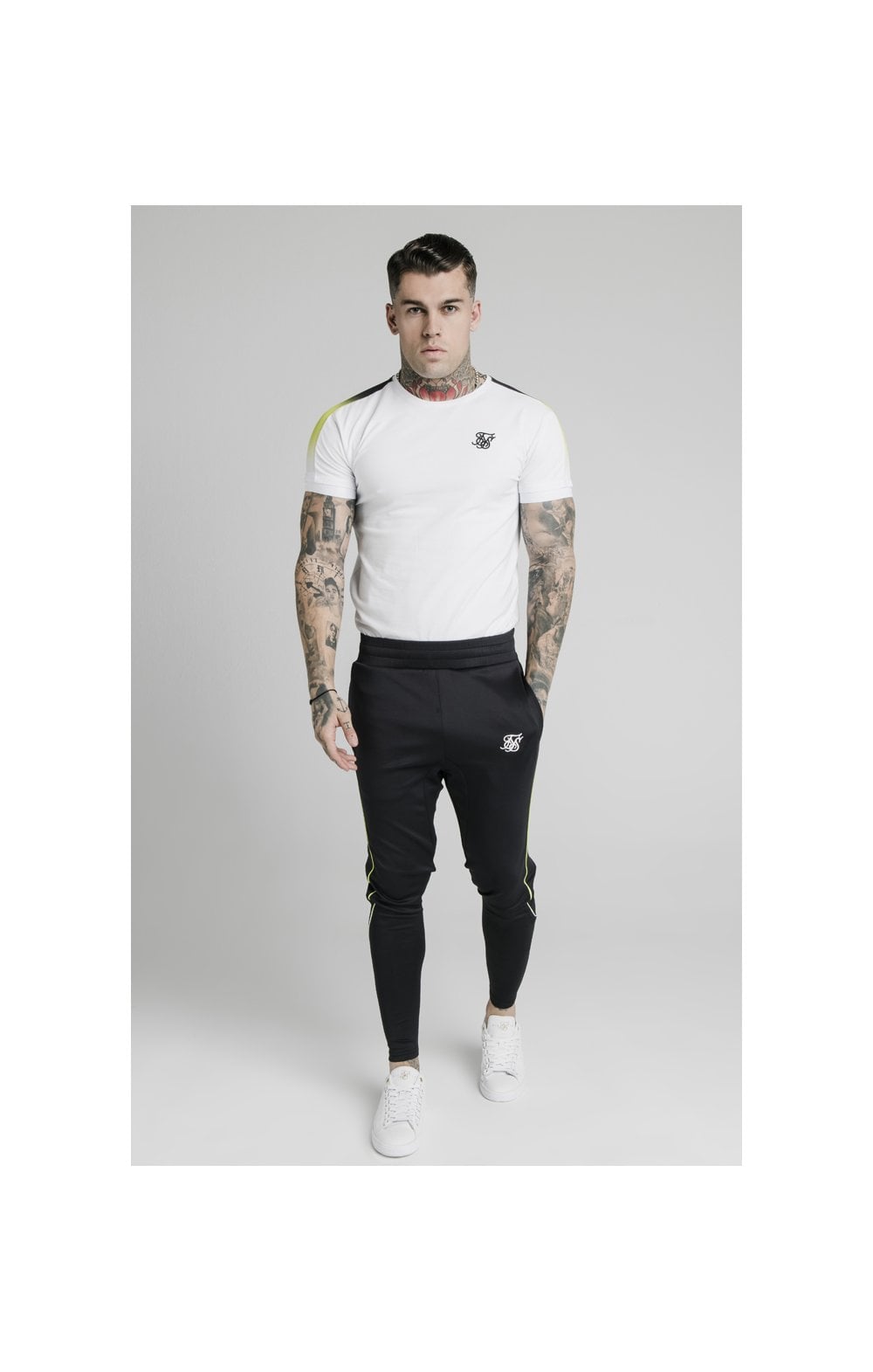 SikSilk S/S Fade Panel Tech Tee - White