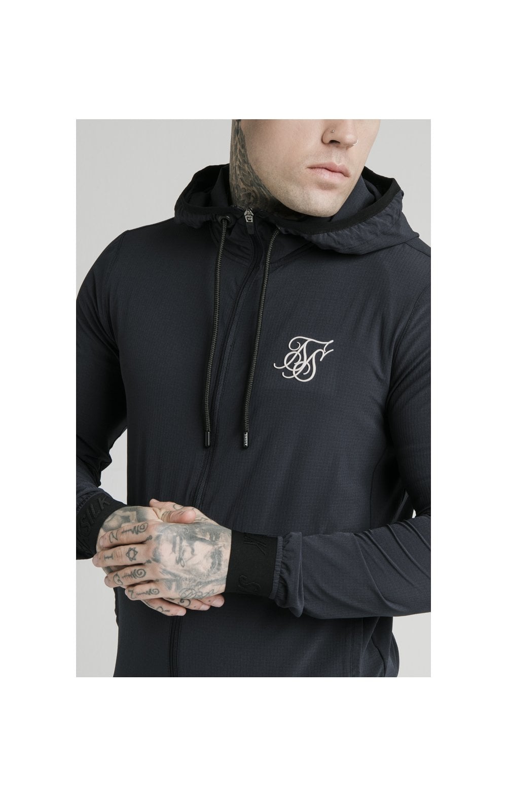 SikSilk Agility Poly Rib Zip Through Hoodie - Midnight Navy (1)