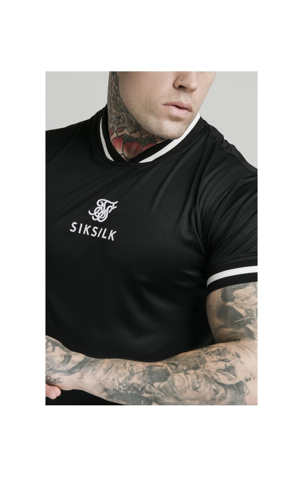 Load image into Gallery viewer, SikSilk S/S Poly Rib Collar Tee - Black (1)