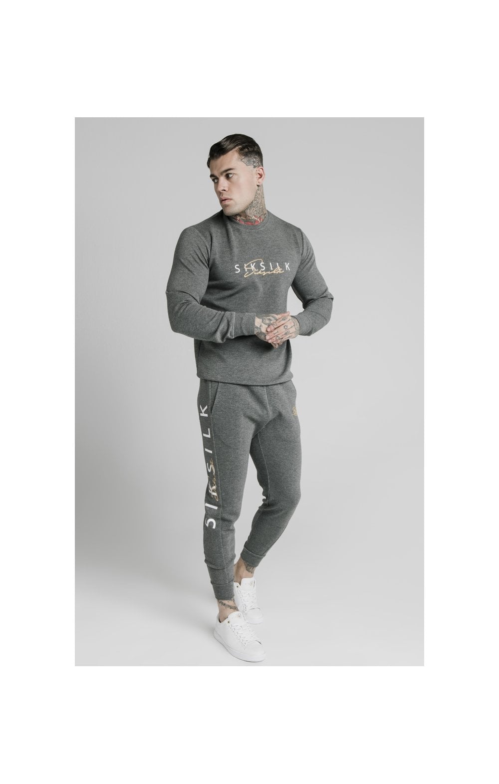 SikSilk Fitted Signature Track Pants - Grey (3)