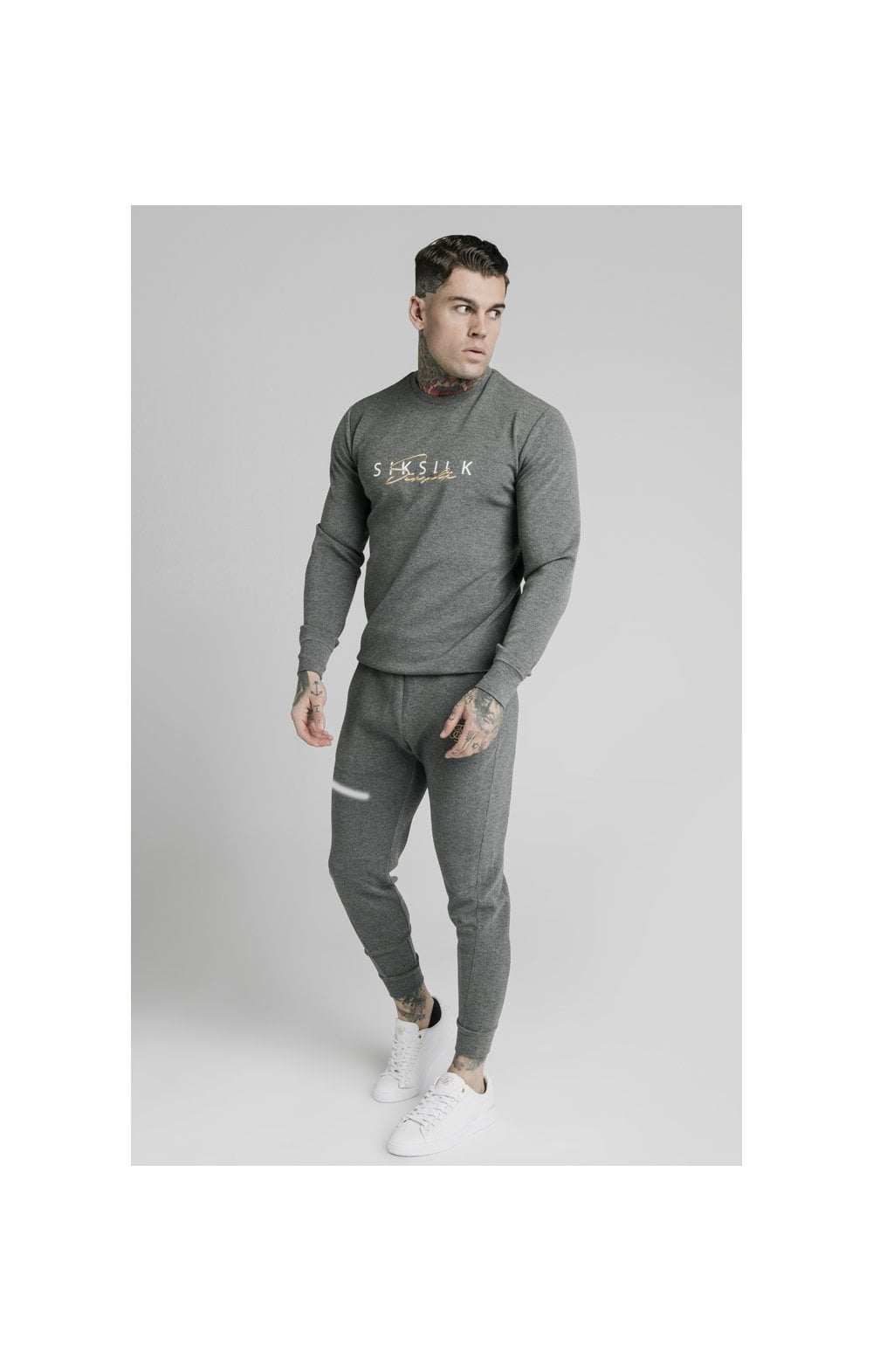 SikSilk Fitted Signature Track Pants - Grey (5)