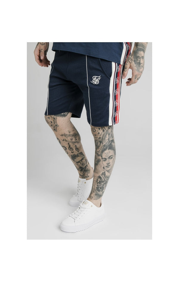 SikSilk Retro Tape Relaxed Fit Shorts - Navy