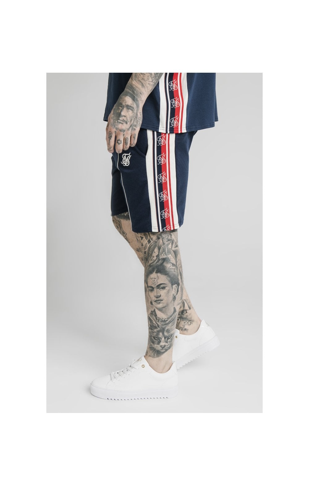 SikSilk Retro Tape Relaxed Fit Shorts - Navy (1)