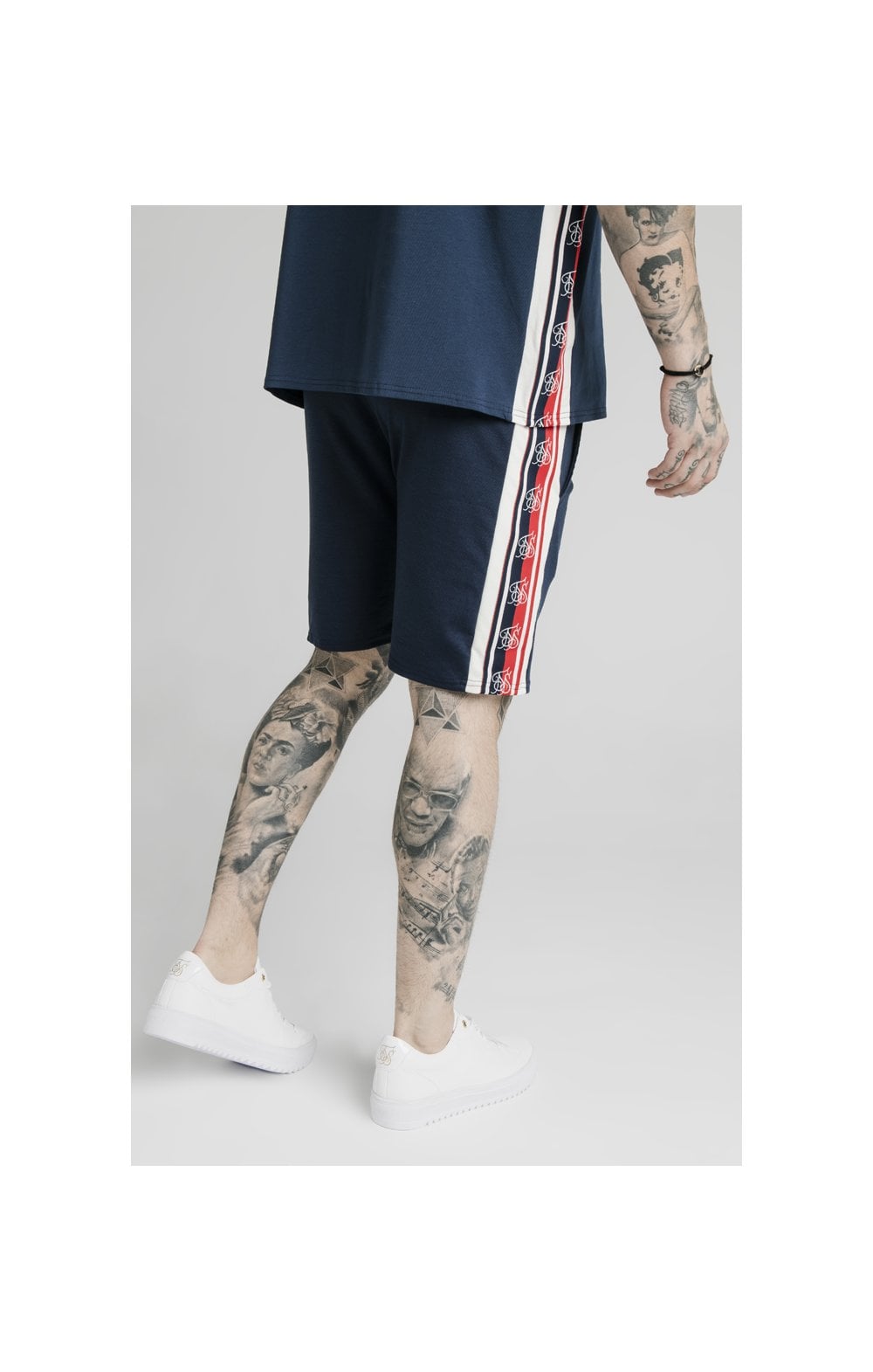 SikSilk Retro Tape Relaxed Fit Shorts - Navy (4)