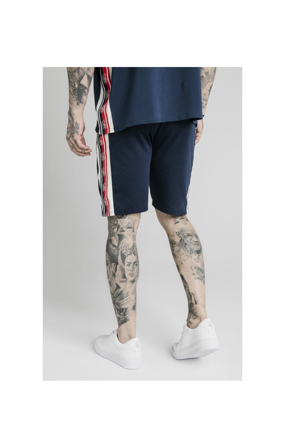 SikSilk Retro Tape Relaxed Fit Shorts - Navy (5)