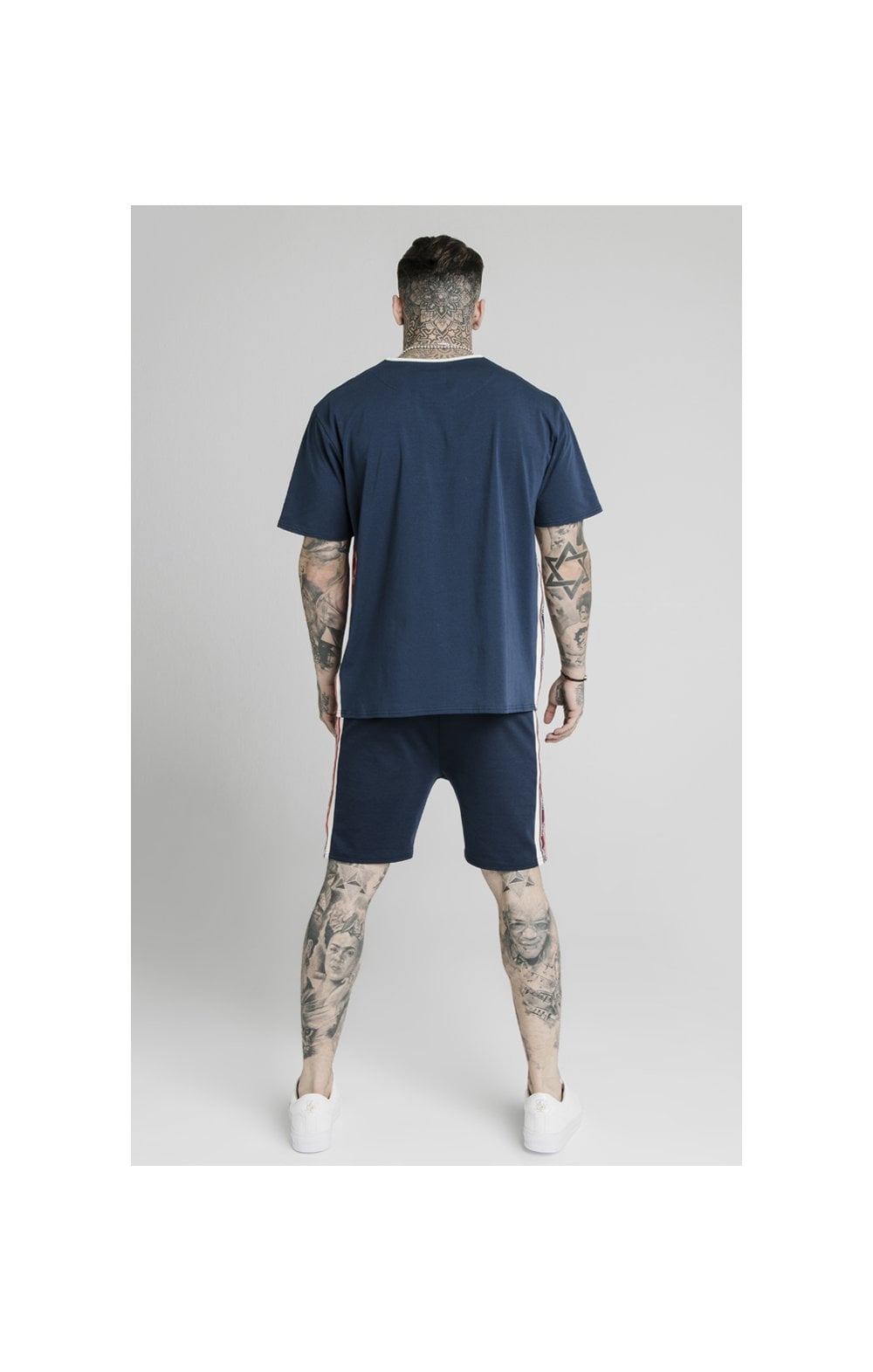 SikSilk Retro Tape Relaxed Fit Shorts - Navy (7)