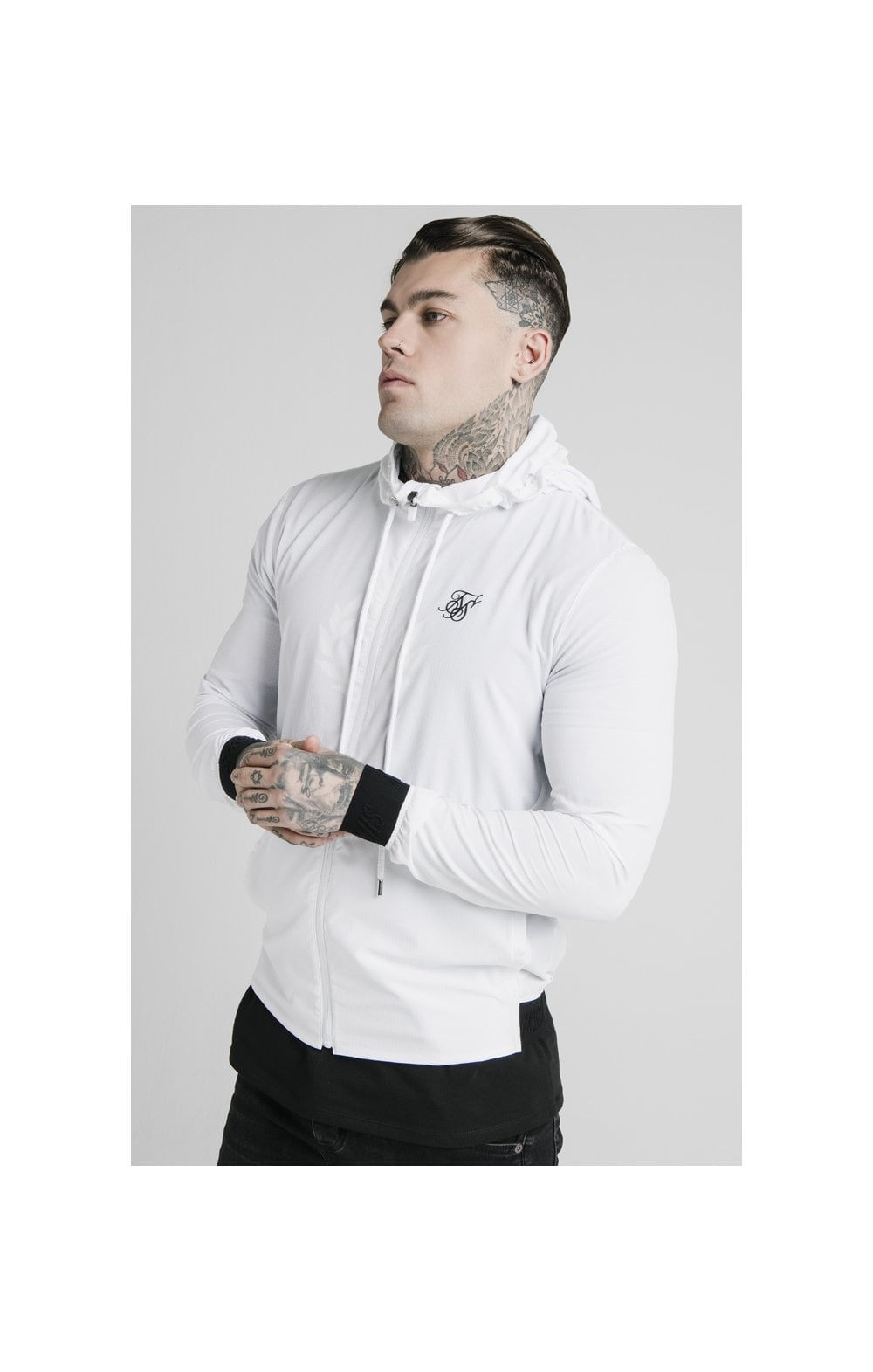 SikSilk Agility Poly Rib Zip Through Hoodie White