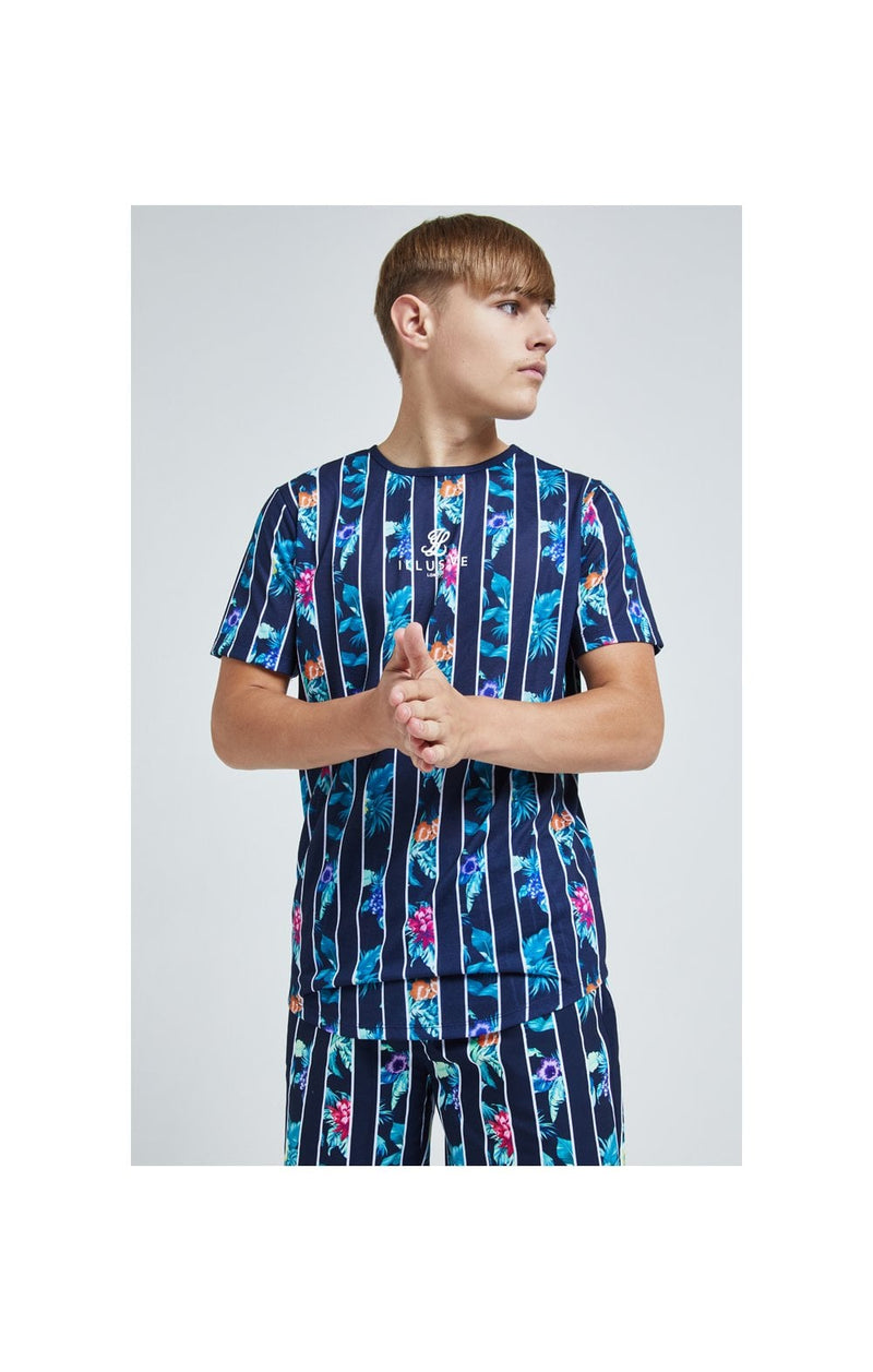 Illusive London Floral Stripe Tee – Navy & Floral